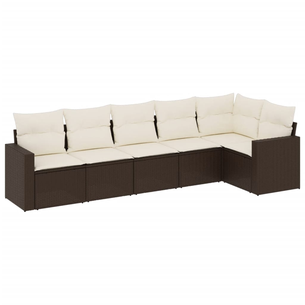vidaXL Set canapele de grădină cu perne, 6 piese, maro, poliratan