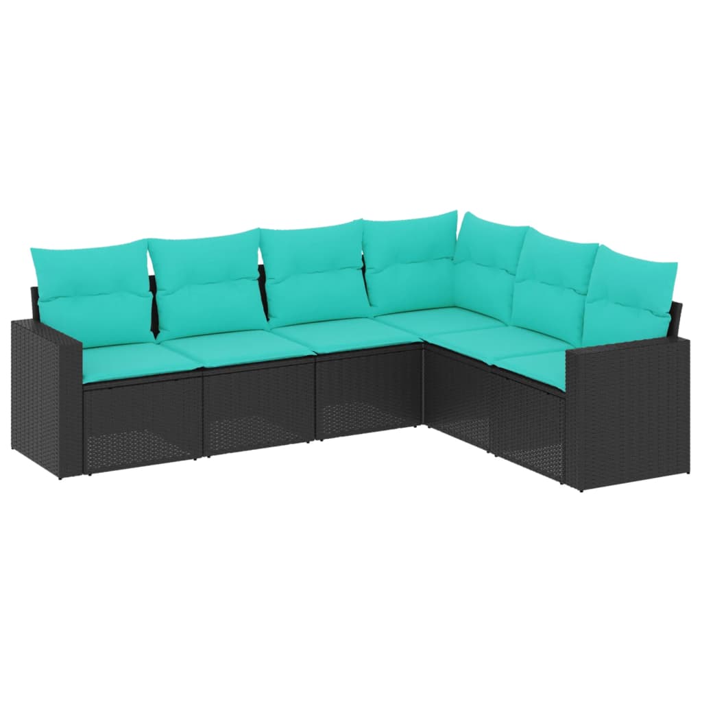 VidaXL 6dílná zahradní sedací souprava s poduškami černá polyratan