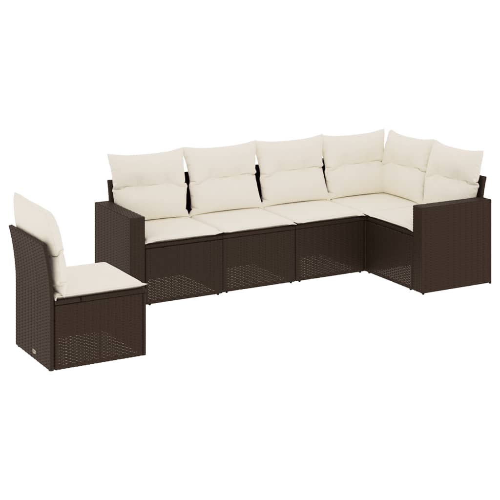 vidaXL Set canapele de grădină cu perne, 6 piese, maro, poliratan