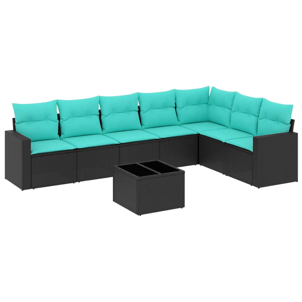 VidaXL 8dílná zahradní sedací souprava s poduškami černá polyratan