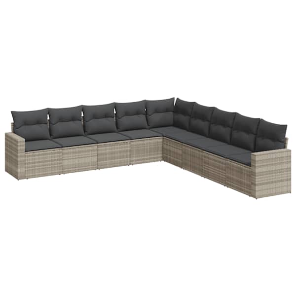vidaXL 9-osaline aiadiivani komplekt patjadega, helehall, pol&uuml;rotang