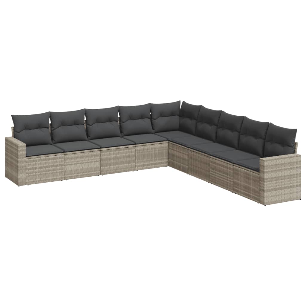 vidaXL Set canapele de grădină cu perne, 9 piese gri deschis poliratan