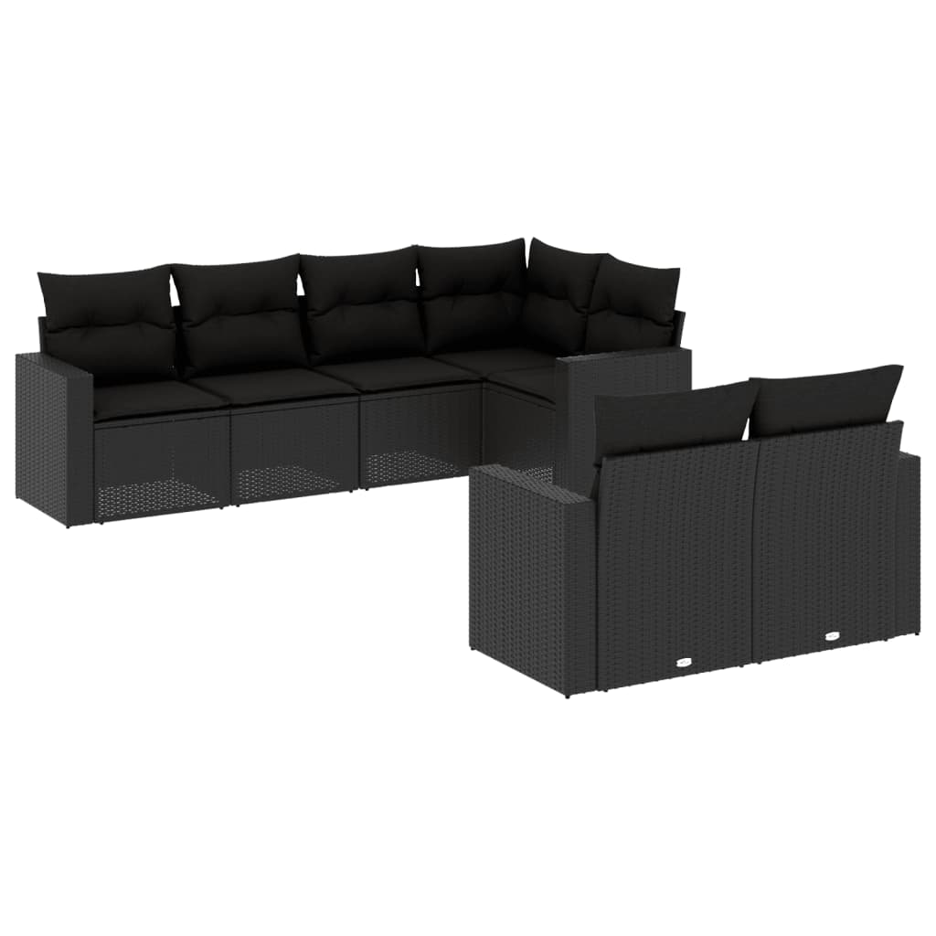 vidaXL 7-delige Loungeset met kussens poly rattan zwart, foto 3