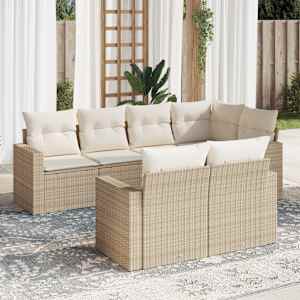 Vrtna sedežna garnitura 7-delna z blazinami bež poli ratan