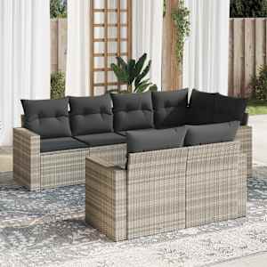 Vrtna sedežna garnitura 7-delna z blazinami siv poli ratan