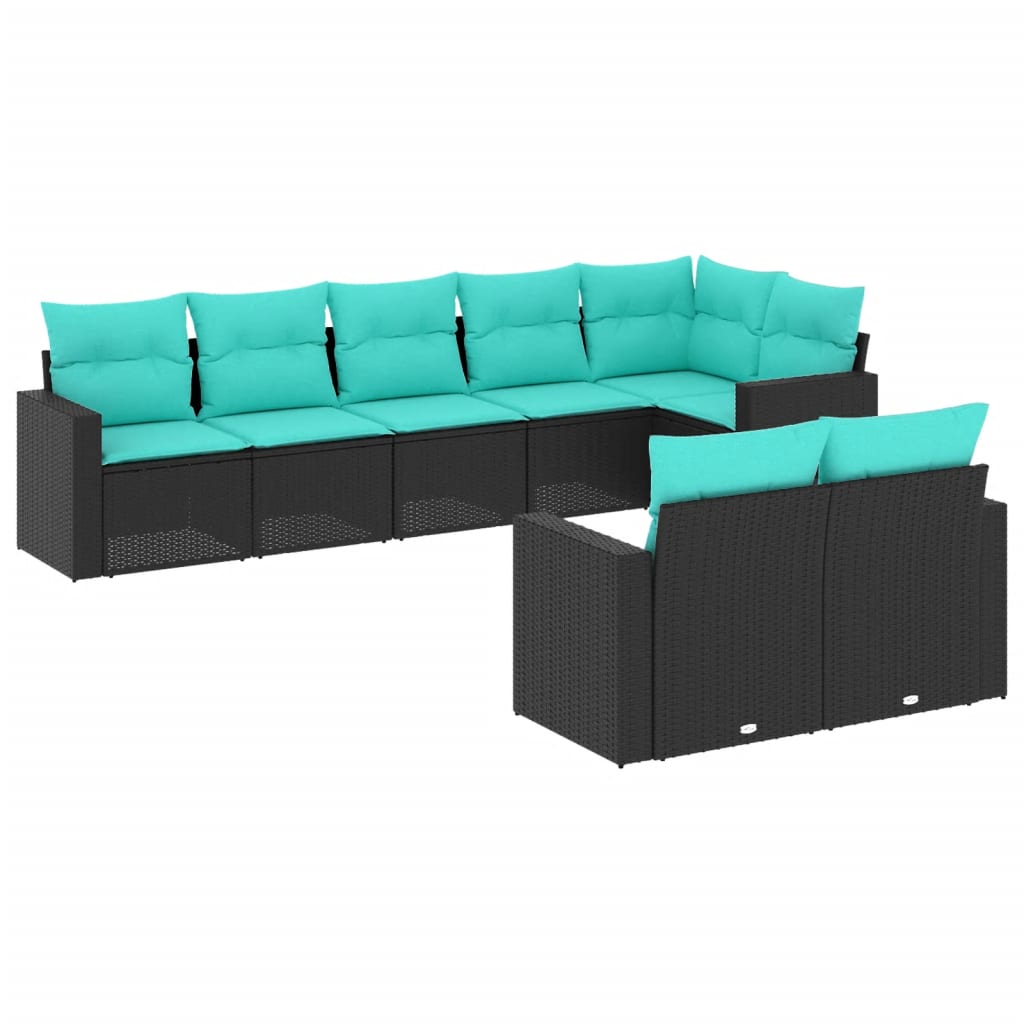 VidaXL 8dílná zahradní sedací souprava s poduškami černá polyratan