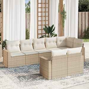 Vrtna sedežna garnitura 8-delna z blazinami bež poli ratan