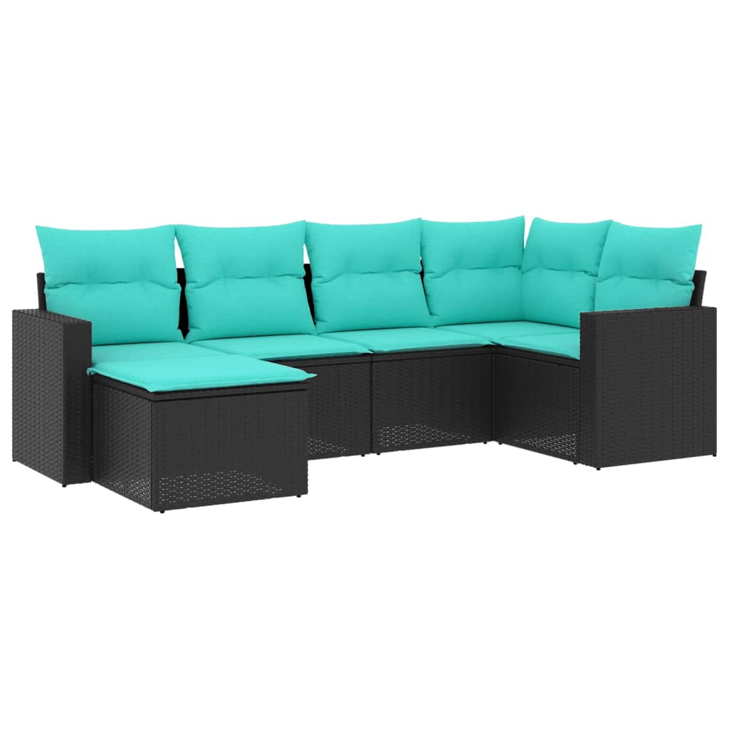 VidaXL 6dílná zahradní sedací souprava s poduškami černá polyratan