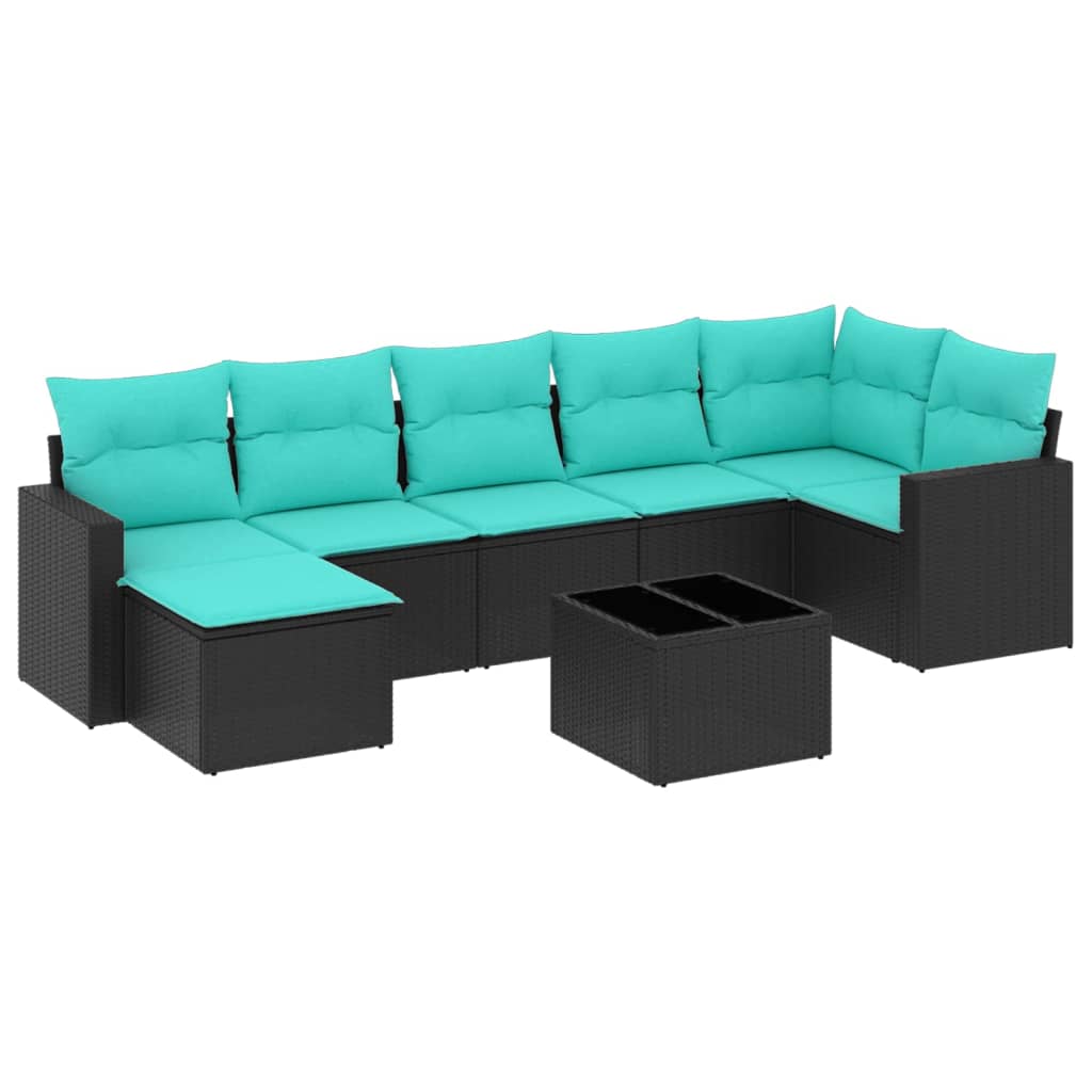 VidaXL 8dílná zahradní sedací souprava s poduškami černá polyratan