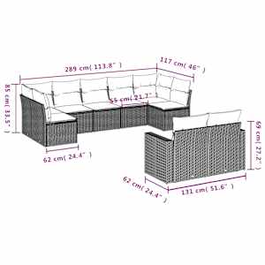9dílná zahradní sedací souprava s poduškami béžová polyratan - obrázek 3