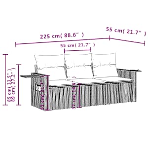 3dílná zahradní sedací souprava s poduškami béžová polyratan - obrázek 3