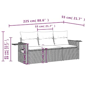 3dílná zahradní sedací souprava s poduškami béžová polyratan - obrázek 3