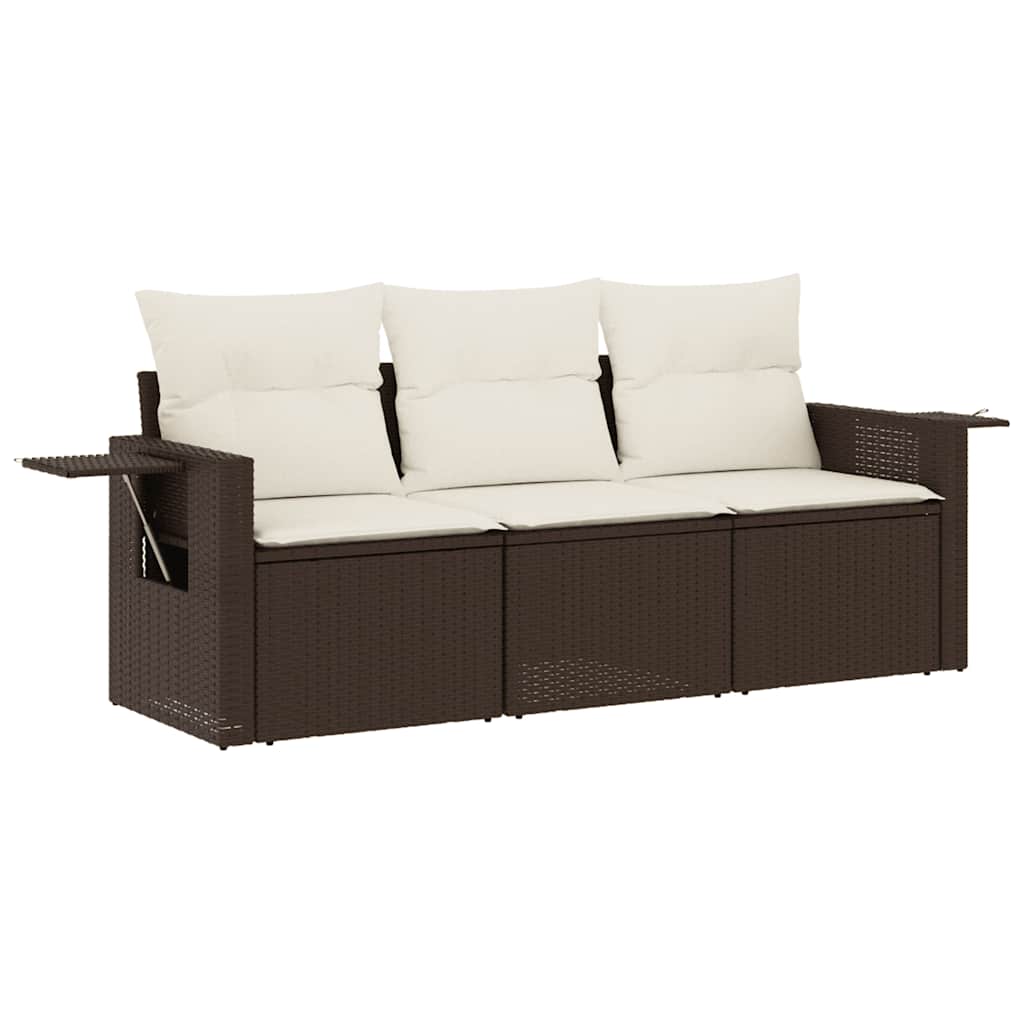 Thumbnail - vidaXL 3-tlg. Garten-Sofagarnitur mit Kissen Braun Poly Rattan