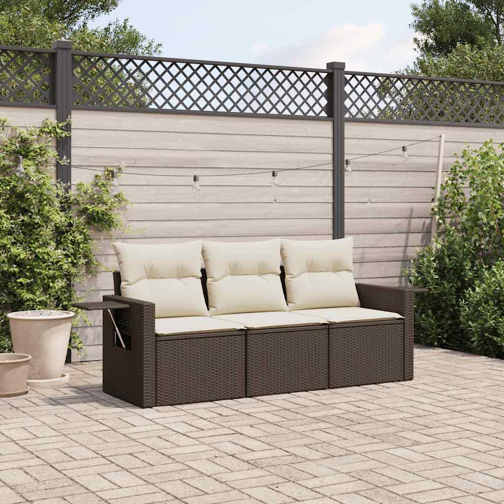 Thumbnail - vidaXL 3-tlg. Garten-Sofagarnitur mit Kissen Braun Poly Rattan
