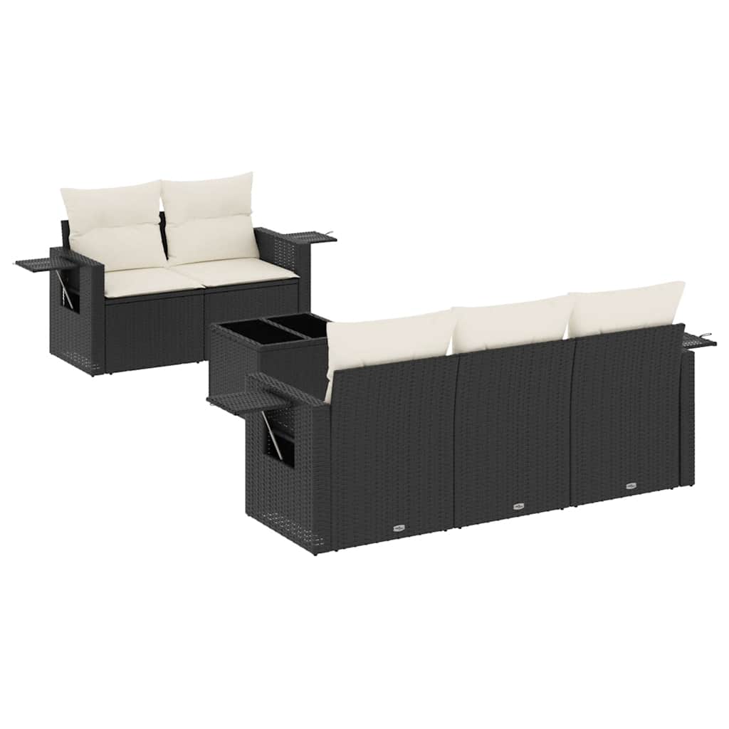 Thumbnail - vidaXL 6-tlg. Garten-Sofagarnitur mit Kissen Schwarz Poly Rattan