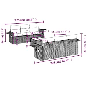 vidaXL Set canapele de grădină cu perne, 7piese gri deschis poliratan