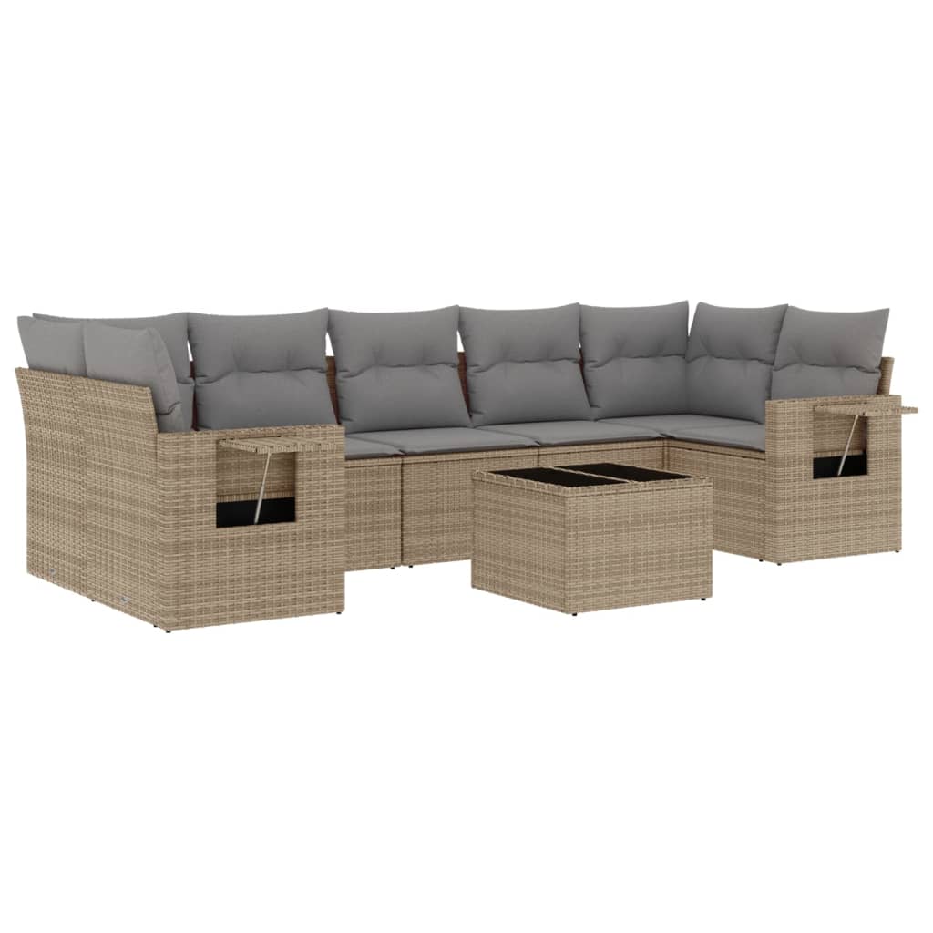 Thumbnail - vidaXL 8-tlg. Garten-Sofagarnitur mit Kissen Beige Poly Rattan