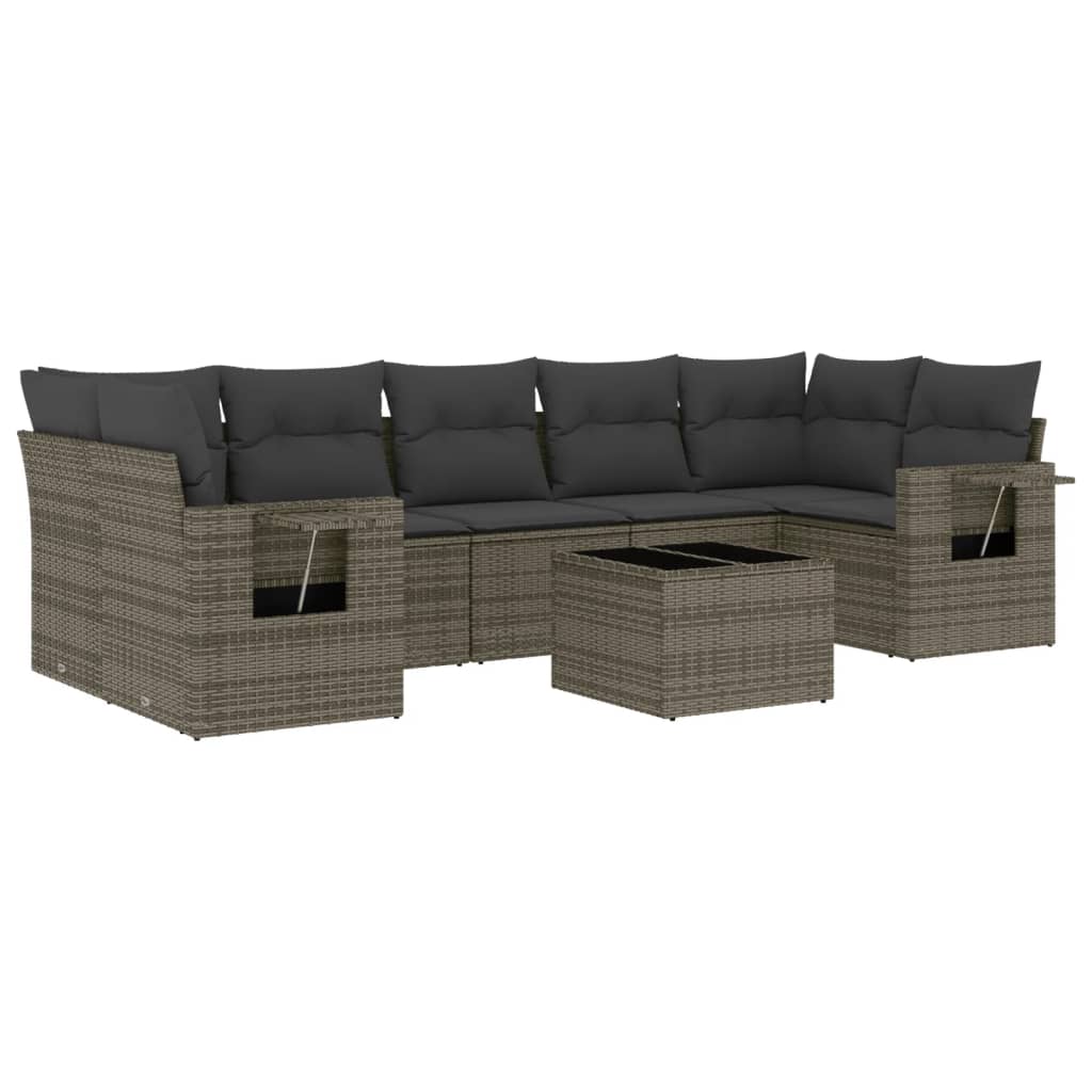 Thumbnail - vidaXL 8-tlg. Garten-Sofagarnitur mit Kissen Grau Poly Rattan