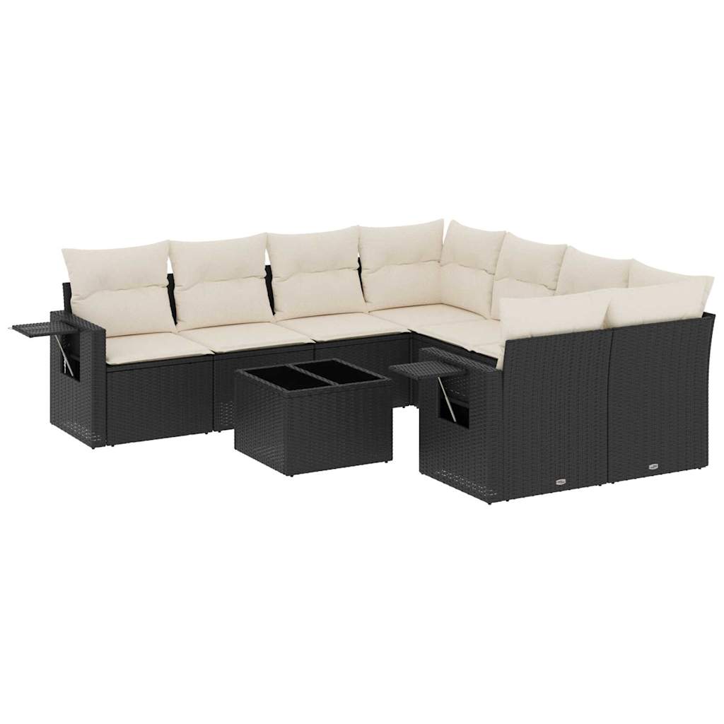 Thumbnail - vidaXL 9-tlg. Garten-Sofagarnitur mit Kissen Schwarz Poly Rattan