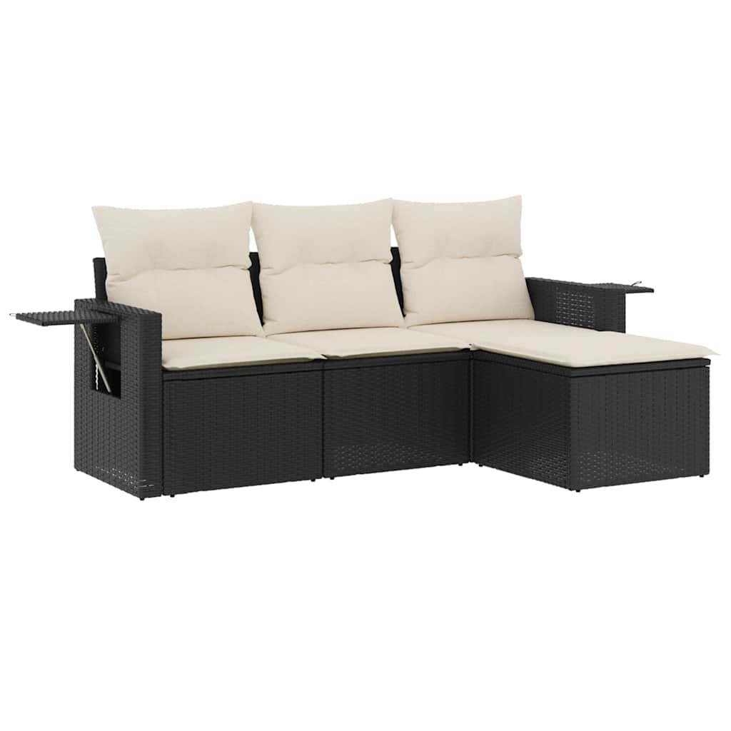 Thumbnail - vidaXL 4-tlg. Garten-Sofagarnitur mit Kissen Schwarz Poly Rattan
