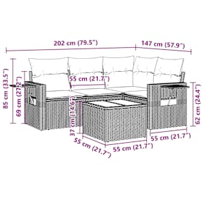 vidaXL Set canapele de grădină cu perne, 5 piese gri deschis poliratan