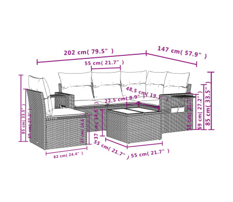 vidaXL Salon de jardin 6 pcs avec coussins gris clair r&eacute;sine tress&eacute;e