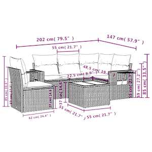 vidaXL Salon de jardin 6 pcs avec coussins gris clair r&eacute;sine tress&eacute;e
