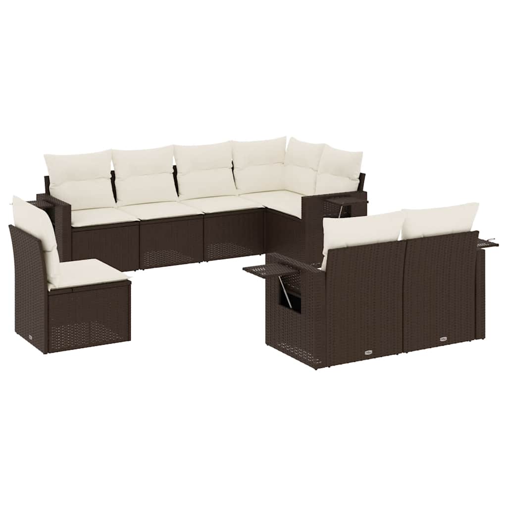 Thumbnail - vidaXL 8-tlg. Garten-Sofagarnitur mit Kissen Braun Poly Rattan
