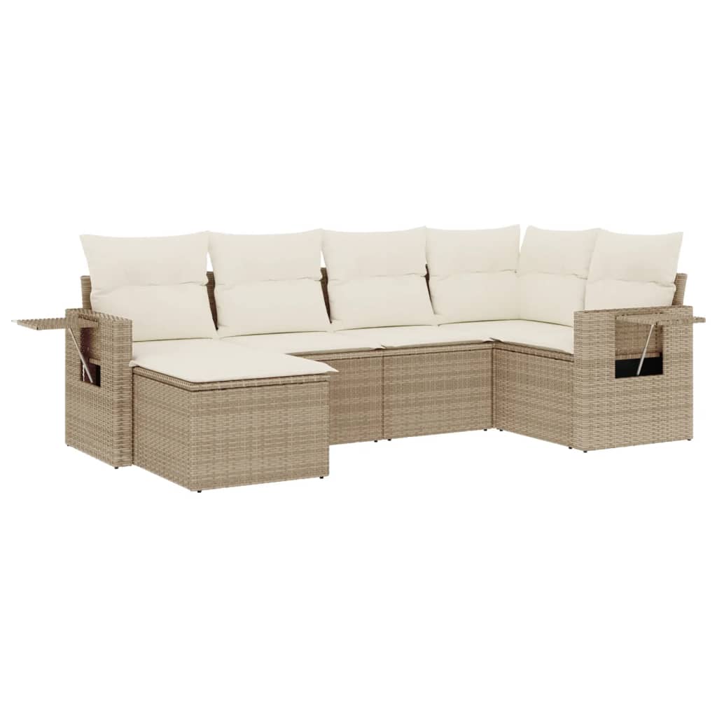 Thumbnail - vidaXL 6-tlg. Garten-Sofagarnitur mit Kissen Beige Poly Rattan