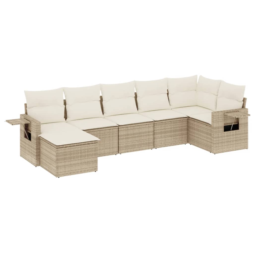 Thumbnail - vidaXL 7-tlg. Garten-Sofagarnitur mit Kissen Beige Poly Rattan