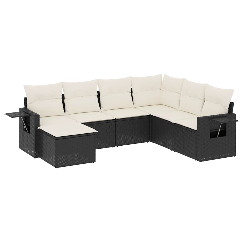 Thumbnail - vidaXL 7-tlg. Garten-Sofagarnitur mit Kissen Schwarz Poly Rattan