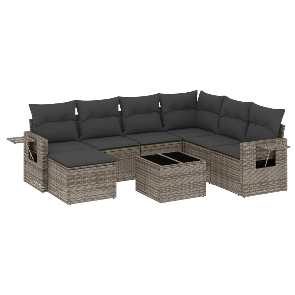Thumbnail - vidaXL 8-tlg. Garten-Sofagarnitur mit Kissen Grau Poly Rattan
