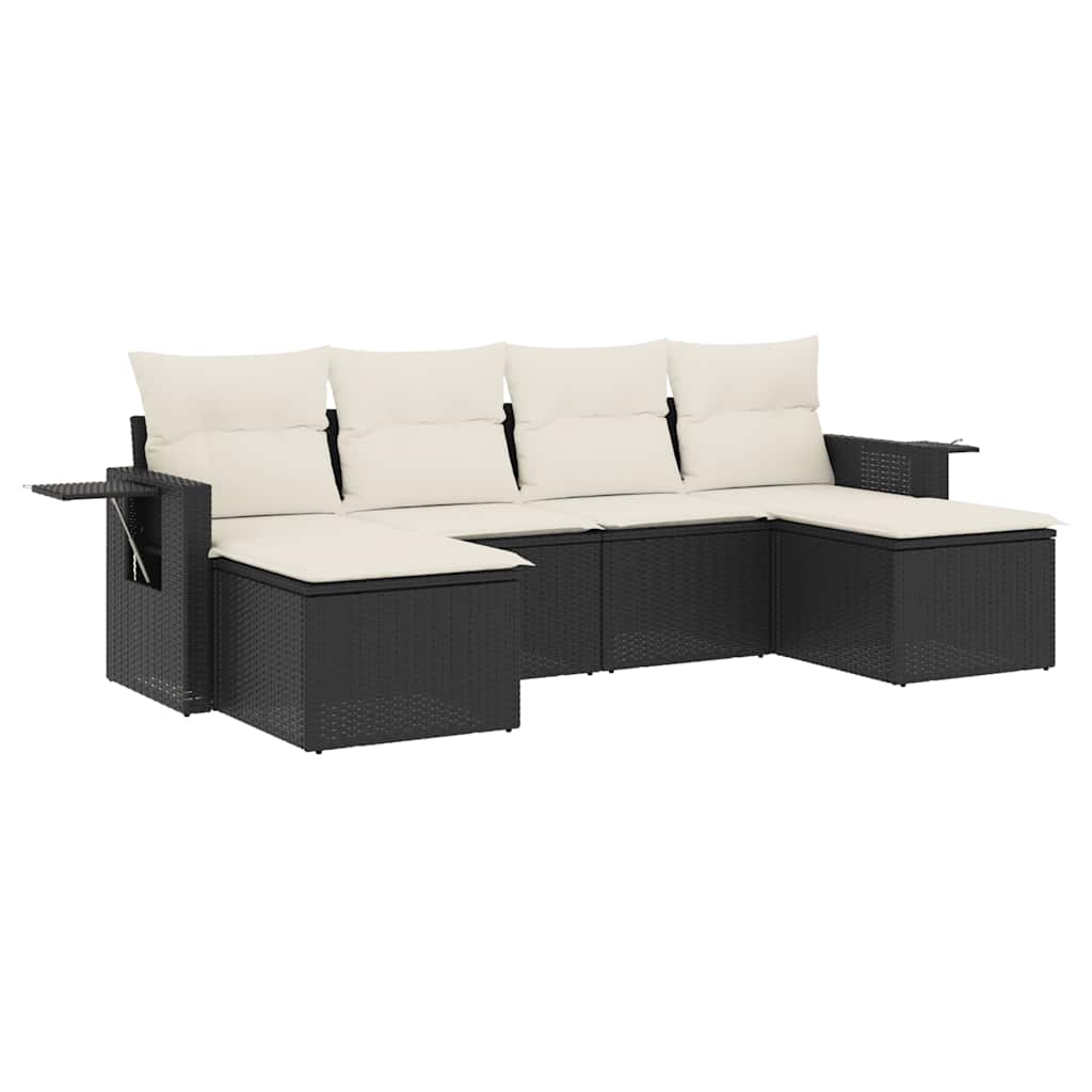 Thumbnail - vidaXL 6-tlg. Garten-Sofagarnitur mit Kissen Schwarz Poly Rattan