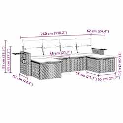 vidaXL 6-dijelni set vrtnih sofa od poliratana s jastucima svjetlosivi