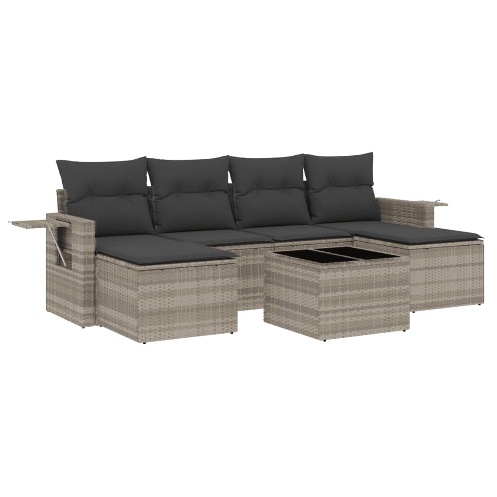 vidaXL 7-dijelni set vrtnih sofa svjetlosivi od poliratana-image-3252869