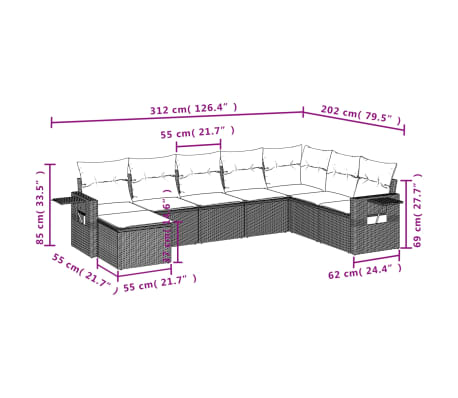 vidaXL Set canapele de grădină, 8 piese, cu perne, bej, poliratan
