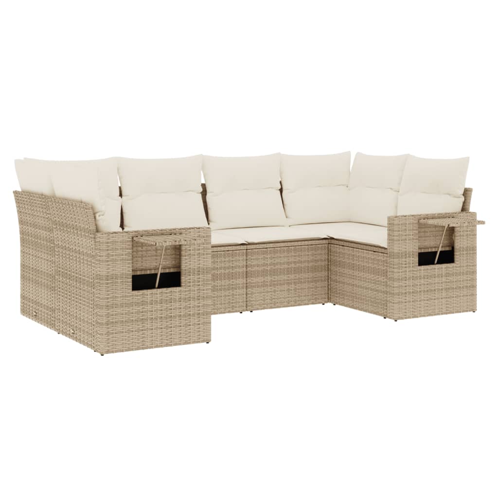Thumbnail - vidaXL 6-tlg. Garten-Sofagarnitur mit Kissen Beige Poly Rattan