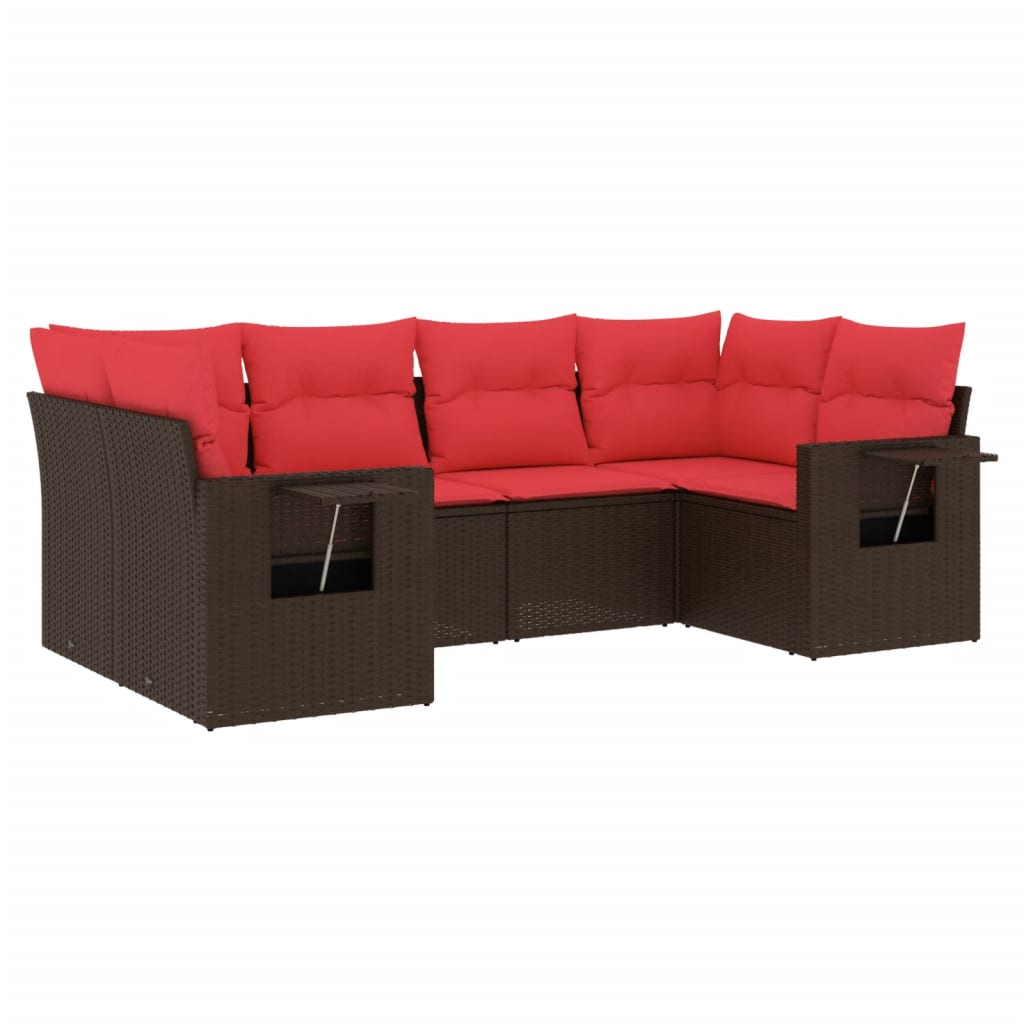 Thumbnail - vidaXL 6-teiliges Gartensofa-Set mit Kissen, braun, Polyrattan