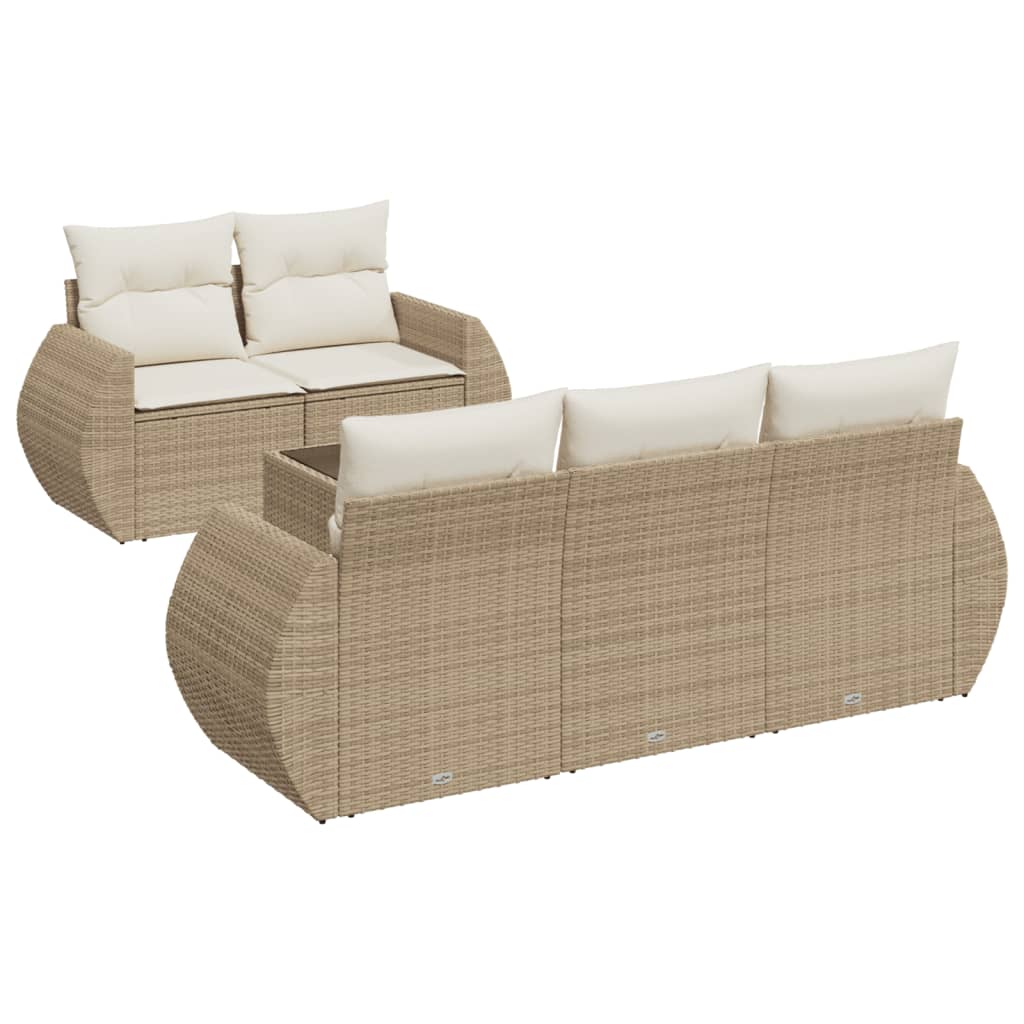 Thumbnail - vidaXL 6-tlg. Garten-Sofagarnitur mit Kissen Beige Poly Rattan