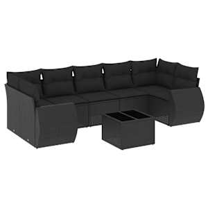 vidaXL 8-osaline aiadiivani komplekt patjadega, must, pol&uuml;rotang