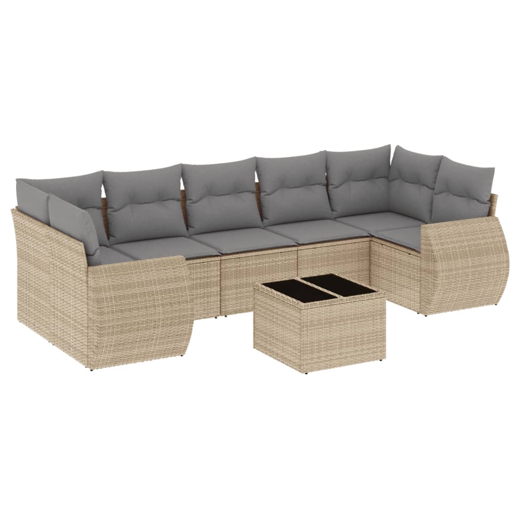 Thumbnail - vidaXL 8-tlg. Garten-Sofagarnitur mit Kissen Beige Poly Rattan