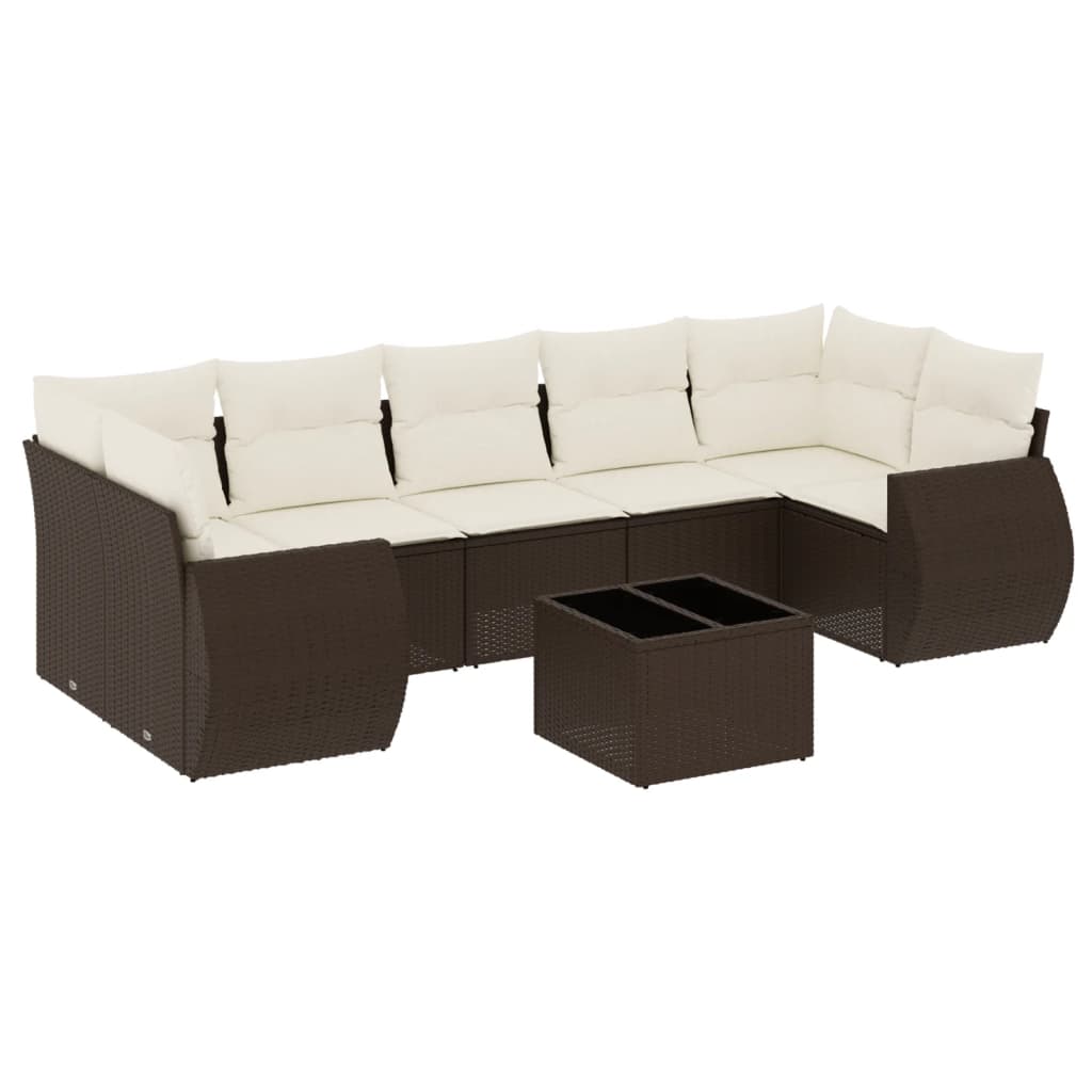 vidaXL Set canapele de grădină cu perne, 8 piese, maro, poliratan