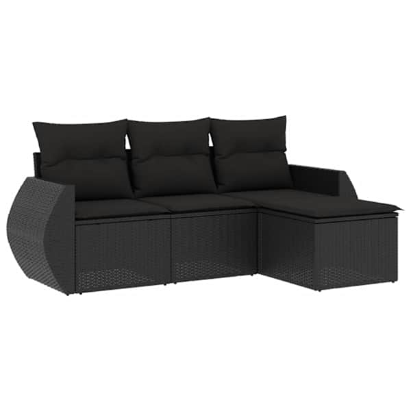 vidaXL 4-osaline aiadiivani komplekt patjadega, must, pol&uuml;rotang