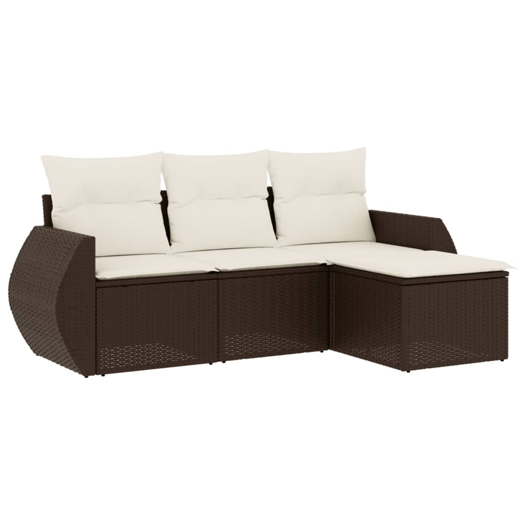Thumbnail - vidaXL 4-tlg. Garten-Sofagarnitur mit Kissen Braun Poly Rattan