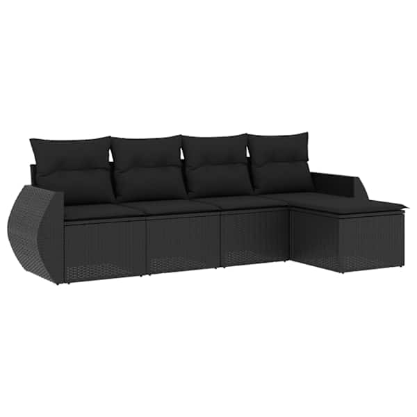 vidaXL 5-osaline aiadiivanikomplekt patjadega, must, pol&uuml;rotang