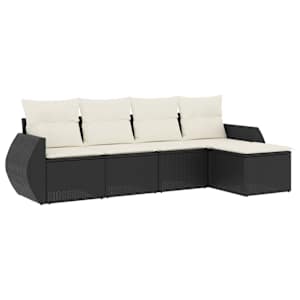 vidaXL 5-osaline aiadiivanikomplekt patjadega, must, pol&uuml;rotang