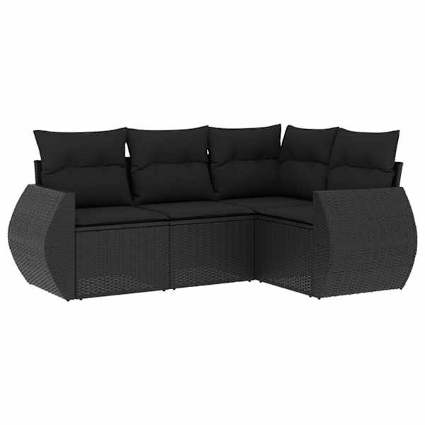 vidaXL 4-osaline aiadiivani komplekt patjadega, must, pol&uuml;rotang