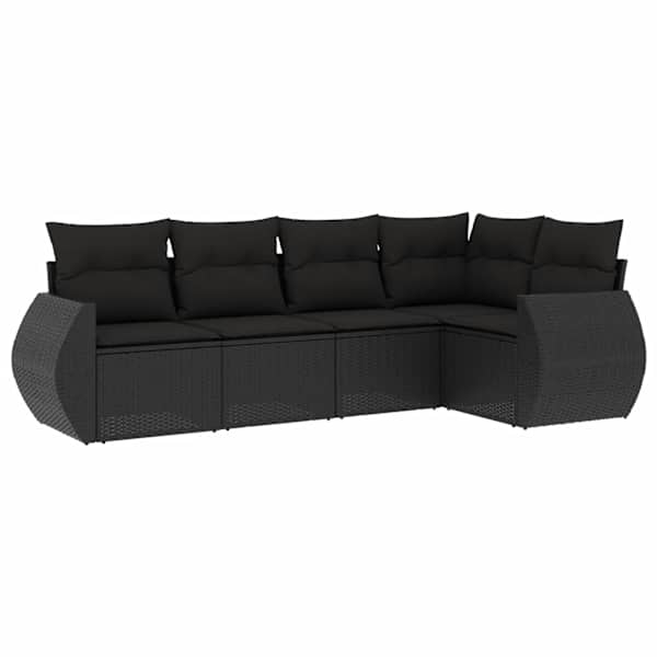 vidaXL 5-osaline aiadiivanikomplekt patjadega, must, pol&uuml;rotang