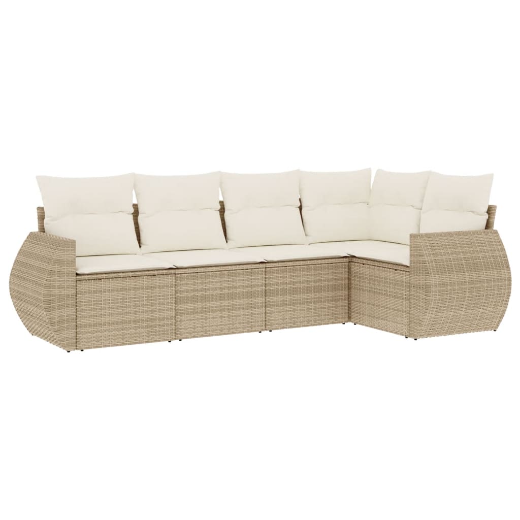 vidaXL Set canapele de grădină cu perne, 5 piese, bej, poliratan