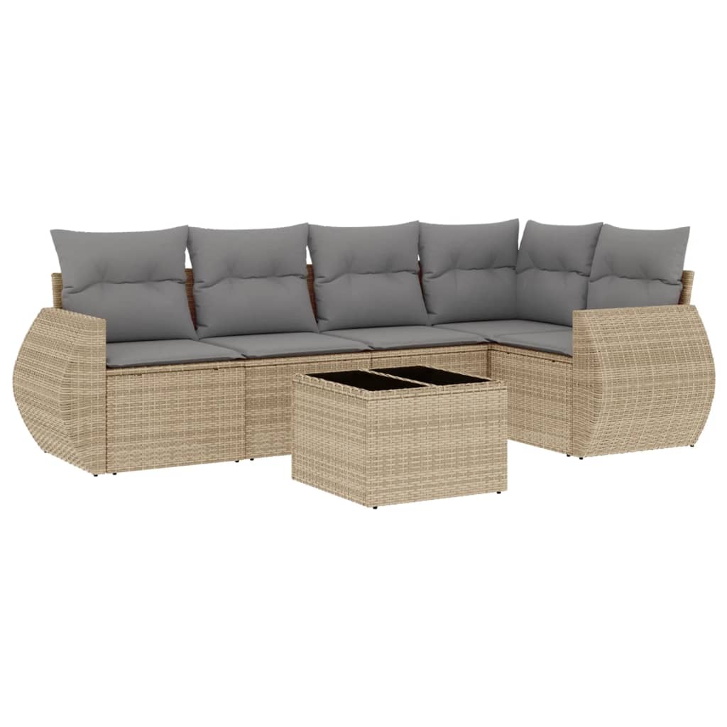 vidaXL Set canapele de grădină cu perne, 6 piese, bej, poliratan
